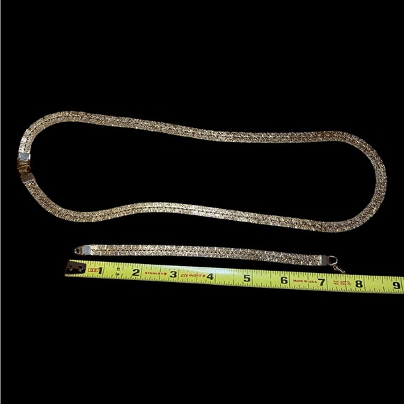 MCM Brutalist Rough Nugget 24” Necklace and 7” Bracelet Vintage Gold Tone - Picture 10 of 10